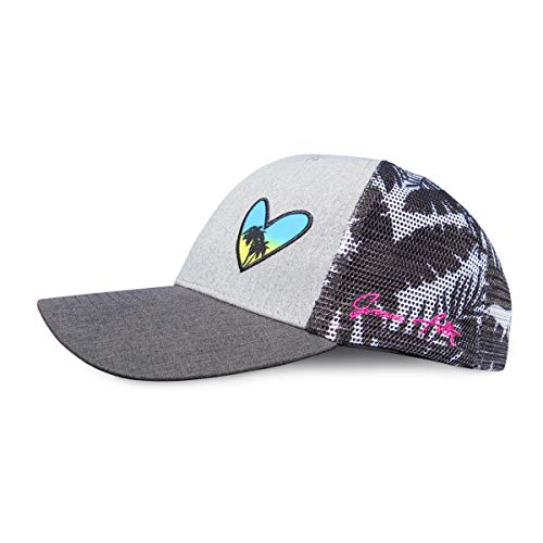 Grace Folly Beach Trucker Hats for Women- Snapback Baseball Cap for Summer (Heart with Floral Print)