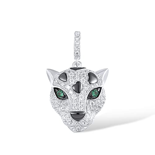 Santuzza Sterling Silver Panther Pendant Green Spinel Cubic Zirconia Leopard Pendant for Women