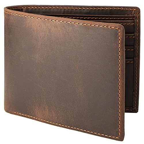 HRS Genuine Leather Wallets for Men, Handmade Vintage Italian Distressed Slim Bifold Men's Wallet with RFID Blocking