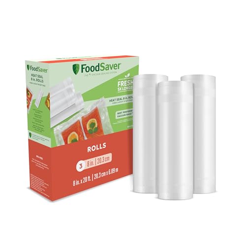 FoodSaver Vacuum Sealer Bags, Rolls for Custom Fit Airtight Food Storage and Sous Vide, 8' x 20' (Pack of 3)