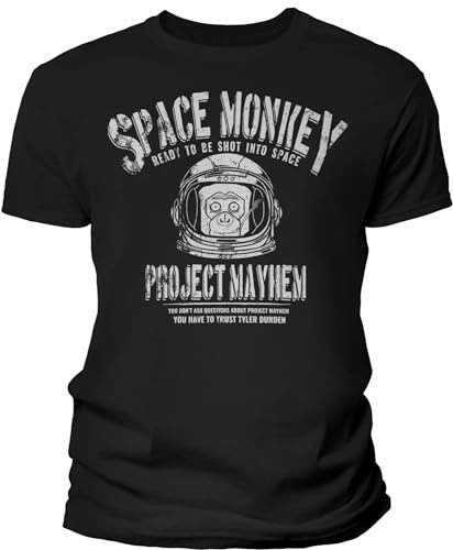 Space Monkey - Vintage Fight Club Shirt for Men - F/Black-Lg