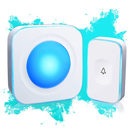 Wireless Doorbell 1200 Feet Waterproof Doorbells for Home with 36 Melodies 4 Volume levels, Flash Led Light (1 Receiver&1 Touch Button White)