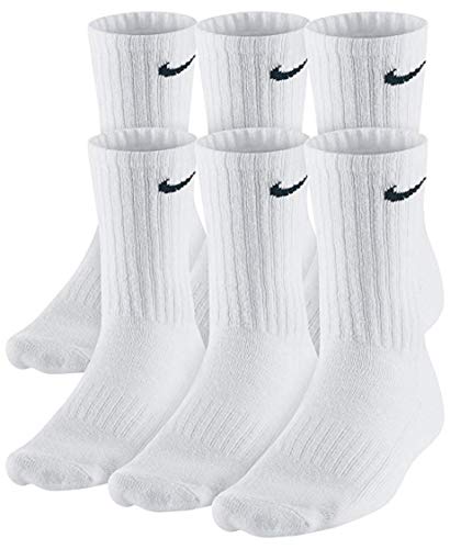NIKE Dri-Fit Training Cotton Cushioned Crew Socks (Large, White)
