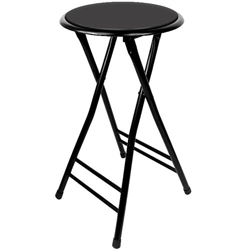 Folding Stool - Backless 24-Inch Stool with 225lb Capacity for Kitchen or Rec Room - Portable Indoor Counter Bar Stools by Trademark Home (Black)