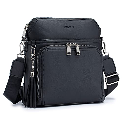 Roulens Crossbody Bag for Women,Lightweight Medium Crossbody Purse Soft Leather Women's Shoulder Handbags with Tassel