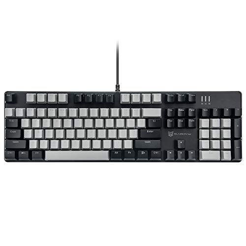 Merdia Mechanical Keyboard Gaming Keyboard | Blue Switch Black & Grey Backlit Keyboard | 104 Keys US Layout | Wired Gaming Keyboard | Hot Swappable Mechanical Keyboard | PC Gaming Keyboards