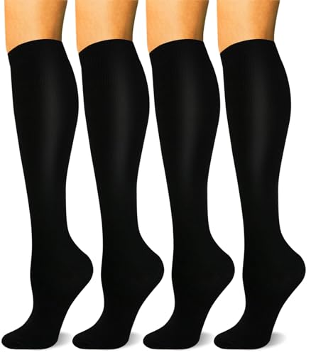 HLTPRO 4 Pairs Compression Socks for Women & Men - Best Support for Medical, Circulation, Nurses, Running, Travel
