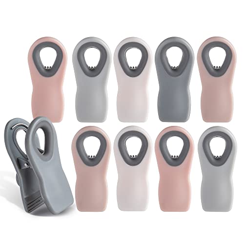 COOK WITH COLOR 10 Pc Bag Clips with Magnet- Food Clips, Chip Clips, Bag Clips for Food Storage with Air Tight Seal Grip for Bread Bags, Snack Bags and Food Bags (Pink and Grey)