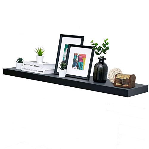 WELLAND 2' Thickness Mission Floating Wall Shelf, 59 7/8' Length, Black