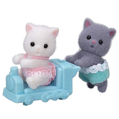 Calico Critters Persian Cat Twins - Two Collectible Figures & Pushcart Accessory Included