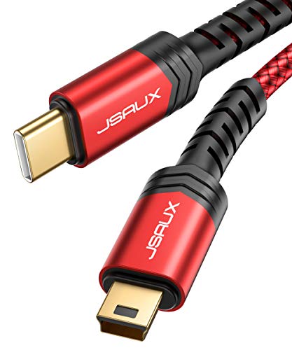 JSAUX Mini B to USB C Cable 10ft, USB C to Mini USB Cable Charging Cord for GoPro Hero 3+, PS3 Controller, MP3 Player, Dash Cam, Digital Camera, GPS Receiver, PDAs and More Mini B Devices