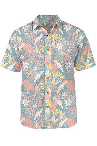 Tipsy Elves Men's Vacation Talk Birdie to Me Hawaiian Shirt Size Medium