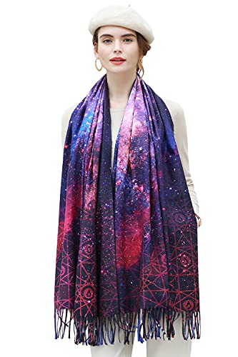 RIIQIICHY Pashmina Shawls and Wraps for Evening Dresses Fall Winter Scarfs for Women Blanket Scarf Painting Printed Scarves