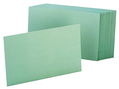 Oxford Blank Color Index Cards, 3' x 5', Green, 100 Per Pack (7320 GRE)