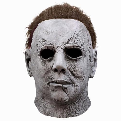 Halloween Scary Michael Myers Head Mask, Original Michael Myers Mask Adult/Kids, Halloween Masquerade Cosplay Latex Full Head Mask Costume for Adults