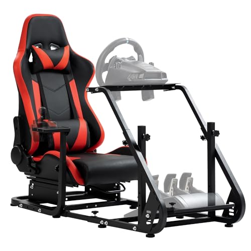 Sim Driving Racing Cockpit with RedSeat Mountable Monitor Stand Fit for Logitech/Thrustmaster/Fanatec G920 G923 G29 G25 T80 Adjustable Double Arm Reinforcement No Steering Wheel,Pedal,Handbrake