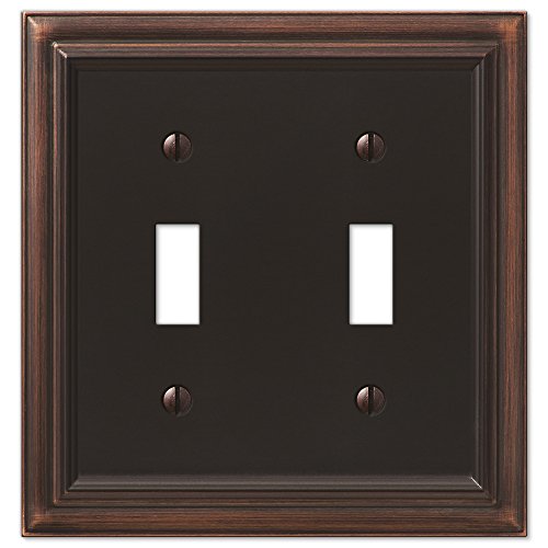 Amerelle 94TTVB Continental Wallplate, 2 Toggle, Cast Metal, Aged Bronze, 1-Pack