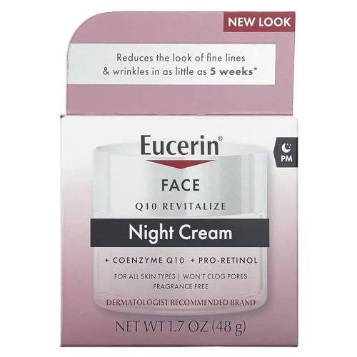 Eucerin Q10 Anti-Wrinkle Night Cream + Pro-Retinol, Facial Cream for Sensitive Skin, 1.7 Oz Jar