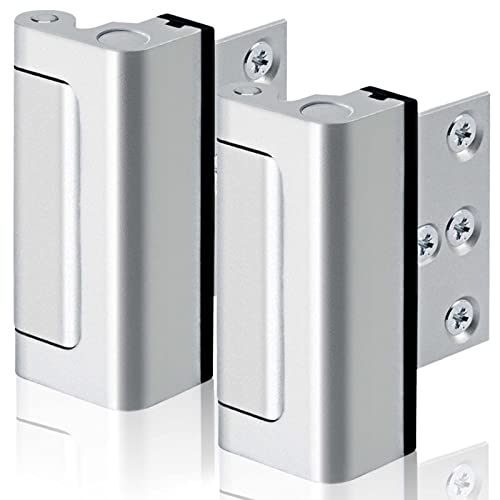 GreaTalent 2PACK Home Security Door Reinforcement Lock Childproof, Add High Security to Home Prevent Unauthorized Entry, Aluminum Construction Finish, Frame Lock, Silver