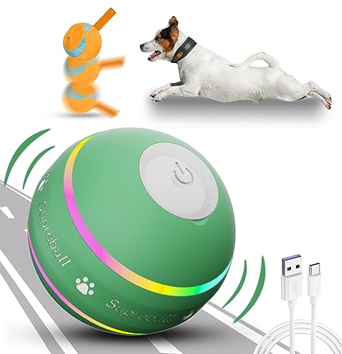 BARHOMO Dog Balls,The 3rd Generation Interactive Toys for Puppy/Small/Medium/Large Dogs,Improved Dog Rolling Effect Tennis Ball with Strap, Tough Motion Activated Automatic Moving Dog Ball Toys