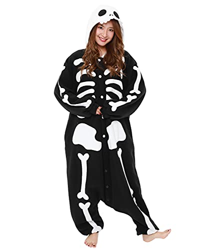 SAZAC Skeleton Kigurumi - Onesie Jumpsuit Halloween Costume (X-Large)