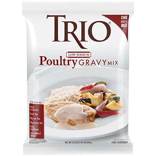 Trio Low Sodium Poultry Gravy Mix, Dehydrated Foods, Low Sodium Foods, 22.6 oz