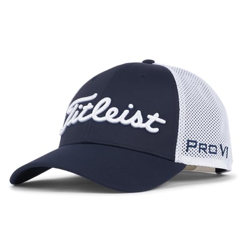 Titleist Men's Standard Tour Performance Mesh Golf Hat, Navy/White