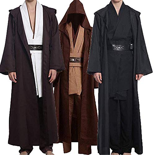 WECOS Tunic Hooded Robe Halloween Cosplay Costume for Mens Three Versions (X-Large, Black(tunic))