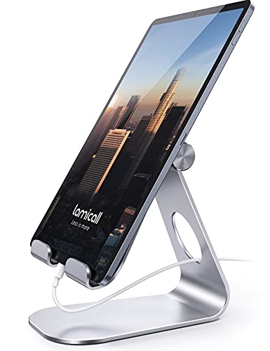 Lamicall Tablet Stand, Adjustable Tablet Holder - Desktop Stand Dock Holder Compatible with 4-13' Tablet Such as iPad Pro 11, 9.7, 10.5, 12.9 Air Mini 4 3 2, Nexus, Tab, Silver