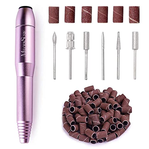 MelodySusie Portable Electric Nail Drill,Compact Efile Electrical Professional Nail File Kit for Acrylic, Gel Nails, Manicure Pedicure Polishing Shape Tools Design for Home Salon Use, Purple