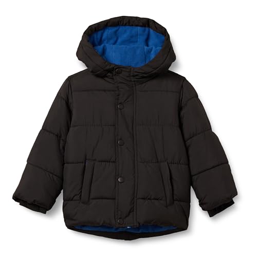 Amazon Essentials Toddler Boys' Heavyweight Hooded Puffer Jacket, Black, 4T