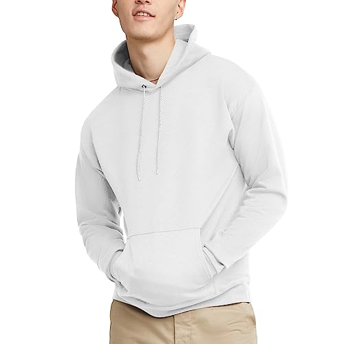 Hanes Men's Pullover EcoSmart Hooded Sweatshirt, white, Medium