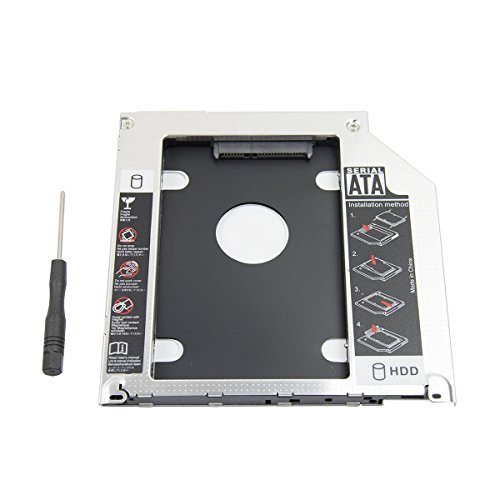 HIGHFINE 2nd 2.5'' SATA HDD SSD Hard Drive Disk DVD CD ROM Optical SuperDrive Caddy Tray Adapter for Apple Unibody MacBook/MacBook Pro 13 15 17 Early mid Late 2008 2009 2010 2011 2012.etc