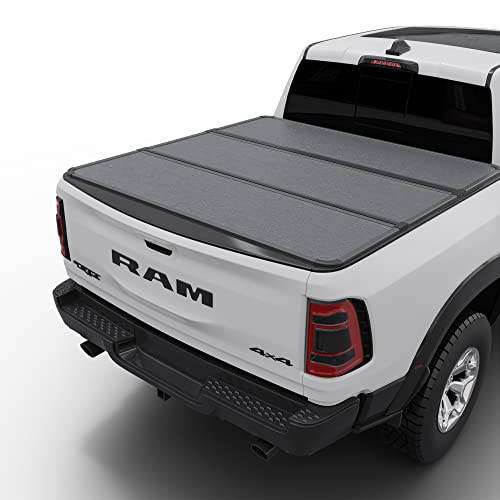 Toptiny Hard Folding Truck Bed Tonneau Cover|HTF011|Fits 2009-2024 Dodge Ram 1500 5' 7' Bed Without Ram Box (67.4')