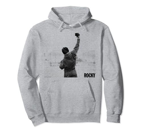 Rocky Fist Raise Grey Scale Movie Poster Pullover Hoodie