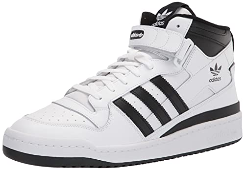 adidas Men's Forum Mid Sneaker, White/Black/White, 10
