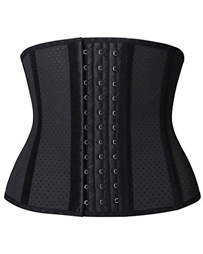 YIANNA Short Torso Waist Trainer for Women Tummy Control Underbust Sports Workout Hourglass Body Shaper, YA110266-Black-S