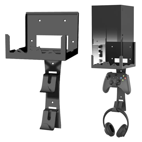 BracNova Wall Mount Kit for Xbox Series X-Steel Wall Mount Shelf Stand with Detachable Controller Holder and Headphone Hook-Safely Store Your Xbox X Console Near or Behind Your TV