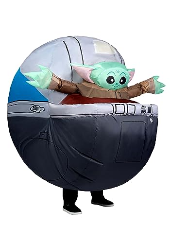 STAR WARS Adult Inflatable Grogu Costume - Inflatable Jumpsuit with Built-In Fan, Gloves, and Battery Box Standard