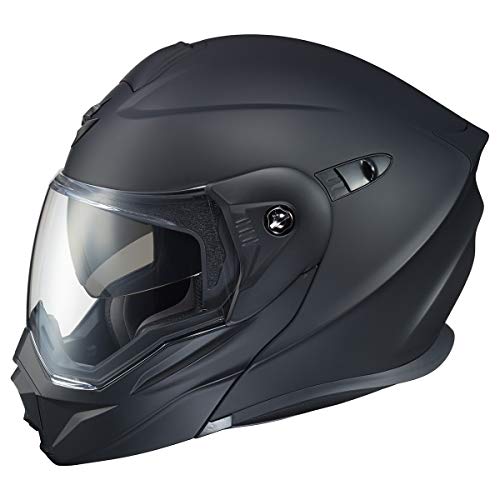 ScorpionEXO AT950 Modular Full Face Motorcycle Adventure Helmet Bluetooth Ready Speaker Pockets DOT Approved Solid (Matte Black - X-Large)