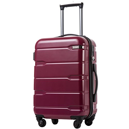 Coolife Luggage Expandable(only 28') Suitcase PC+ABS Spinner Built-In TSA lock 20in 24in 28in Carry on (Radiant Pink., S(20in_carry on))
