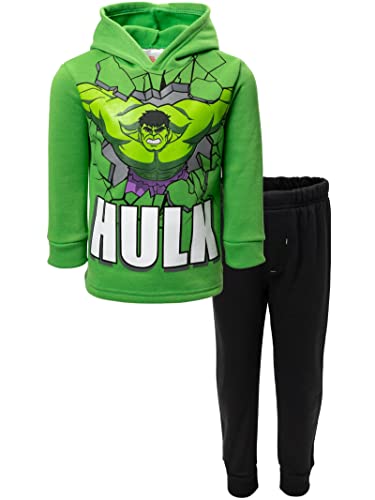 Marvel Avengers Hulk Little Boys Fleece Pullover Hoodie and Pants Outfit Set Green/Black 5