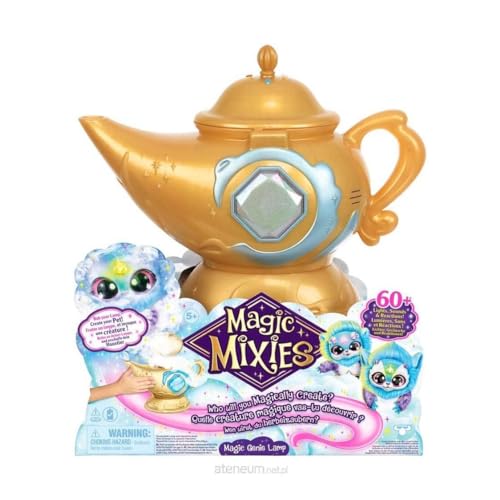 Magic Mixies Magic Genie Lamp with Interactive 8' Blue Plush Toy and 60+ Sounds & Reactions. Unlock a Magic Ring and Reveal a Blue Genie from The Real Misting Lamp. Gifts for Kids, Ages 5+