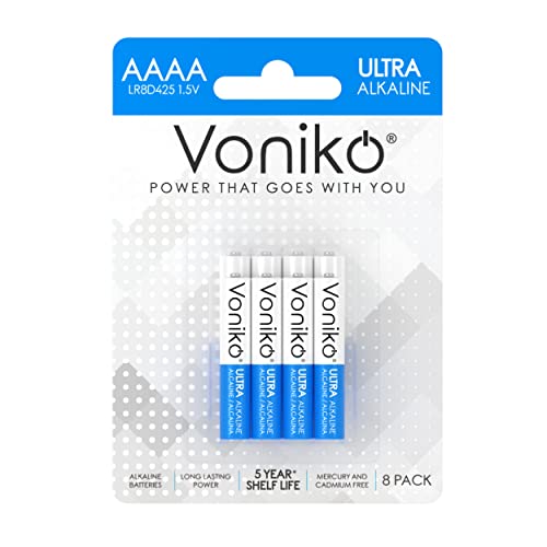 Voniko – Premium Grade AAAA Batteries (8 Pack) – Ultra Long Lasting, 5-Year Shelf Life, Leakproof 1.5V AAAA Alkaline Battery – Perfect for Cameras, Glucose and Stylus Pens, and More