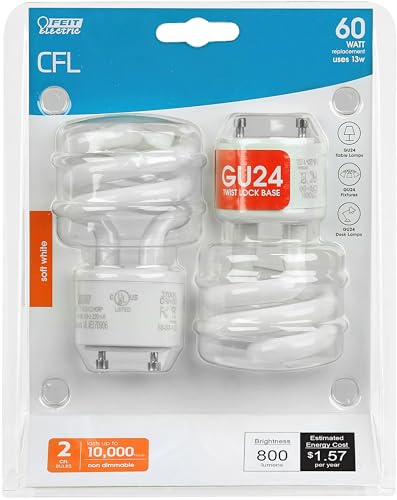 Feit BPESL13T/GU24/2 13-watt Twist Soft White GU24 Base, 2-Pack