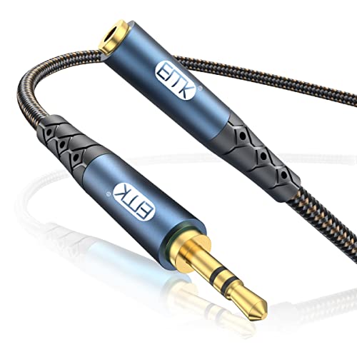 EMK Headphone Extension Cable 3.5mm AUX Extension Male to Female Stereo Audio Cable 24k-Gold Plated Connector Nylon Braided AUX Extension Cord(6.6ft/2m)