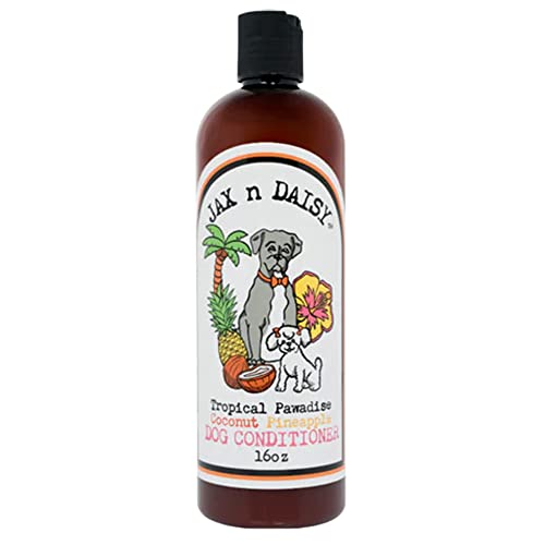 Jax n Daisy Tropical Pawadise Coconut Pineapple Dog Conditioner- Dog's Skin & Coat Conditioner for Grooming & Cleaning, Dog Bath Supplies with Light Tropical Scent of Coconut & Pineapple.