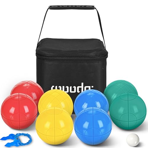 ropoda 90mm Bocce Ball Set, Bocce Ball for Beginners with 8 Balls, Pallino, Case and Measuring Rope for Yard, Beach, Lawn and Camping Games. Outdoor Games for Adults and Family