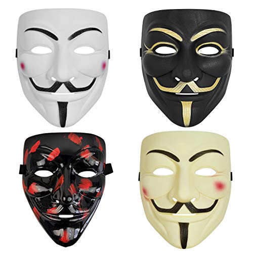 WLPARTY 4 Pack V for Vendetta Hacker mask for Halloween Costume Cosplay Party Masks