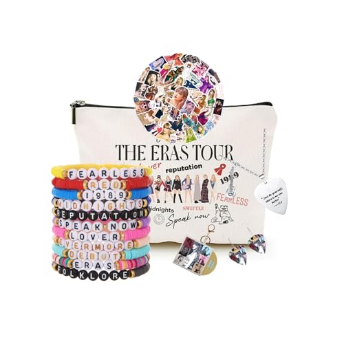 Fans Jewelry Set Merch Gifts Stuff Including Bracelet Earrings Stickers Keychain Necklace Makeup Bag for Music Fans Christmas Birthday Gifts for Girls Women